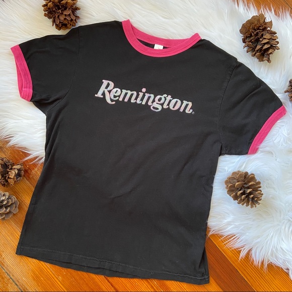 Remington Tops - Remington y2k Sequin Logo Short Sleeve Ringer Tee